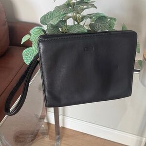 Balenciaga Black Leather Wristlet